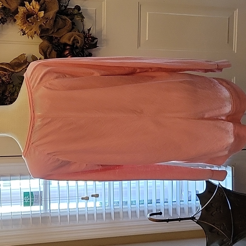 Green Tea long sleeve casual top light coral pink stripes round neck Large EUC … - Picture 4 of 9